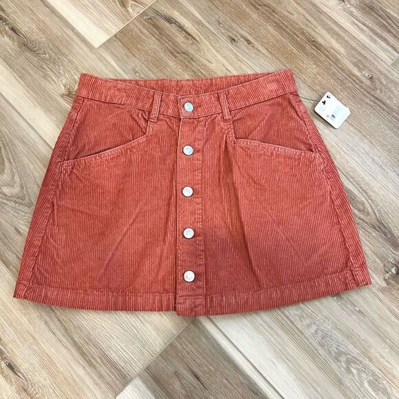 FREE PEOPLE Ray Corduroy Myrrh Mini Skirt - Picture 2 of 10